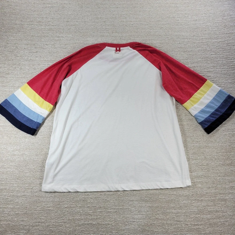 Camp Collection x Free People Yellowstone Tee M Rainbow Stripe Raglan 3/4 Sleeve